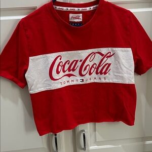 Tommy Jeans x Coca-Cola Red Logo Crew Neck T-Shirt - has been cropped - medium